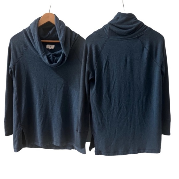 Lou & Grey Super Soft Cowl Neck Long Sleeve Pullover Top Women's Size Small Blue - Picture 1 of 9